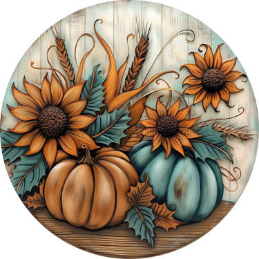 Fall Pumpkin Door Hanger Dco-01759-Dh 18’ Round Wood